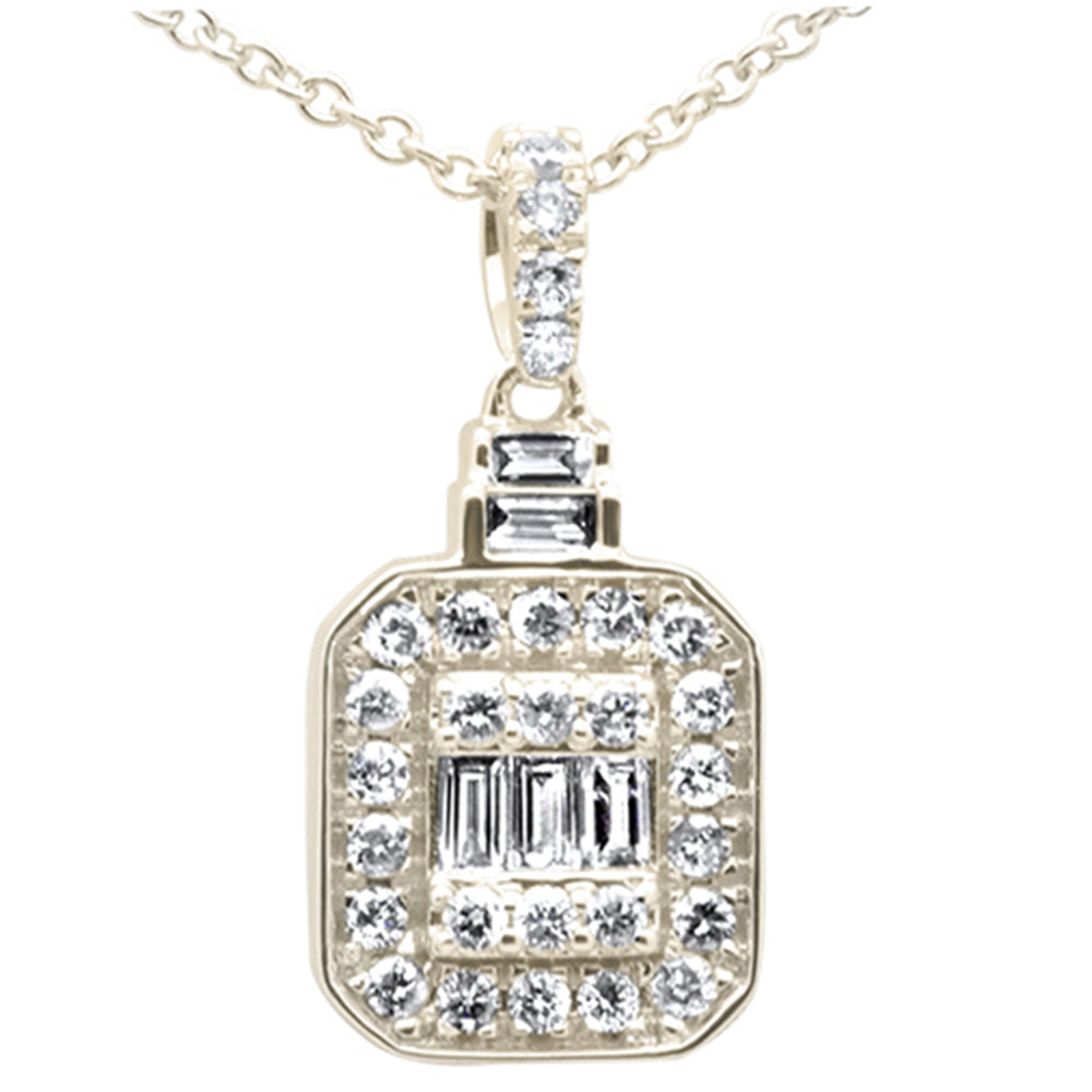 Muse Jewelry .35ct G SI 14K Yellow Gold Round & Baguette Diamond Pendant Necklace 18"