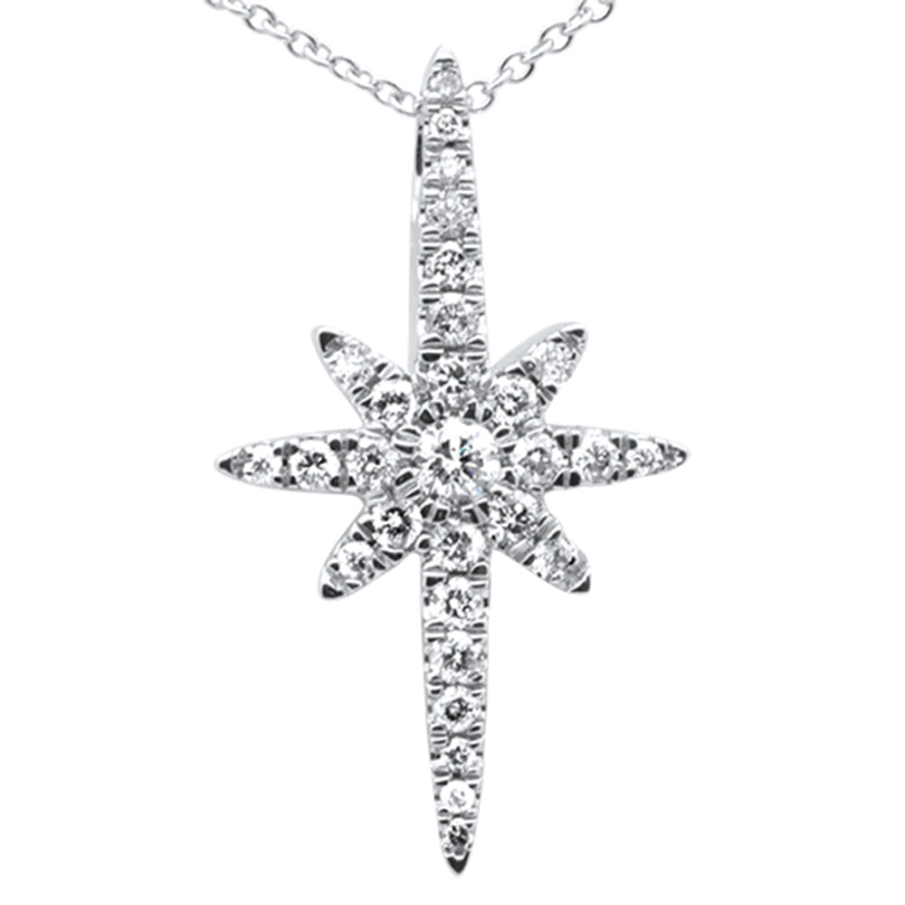 Muse Jewelry .42ct G SI 14K White Gold Diamond Starburst Charm Pendant Necklace 18"