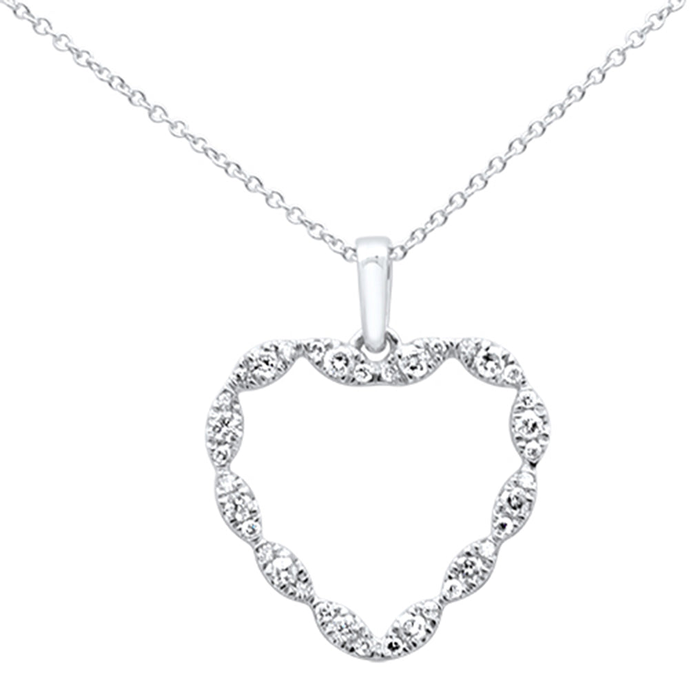 Muse Jewelry .32ct G SI 14K White Gold Diamond Heart Shaped Necklace Pendant 18"