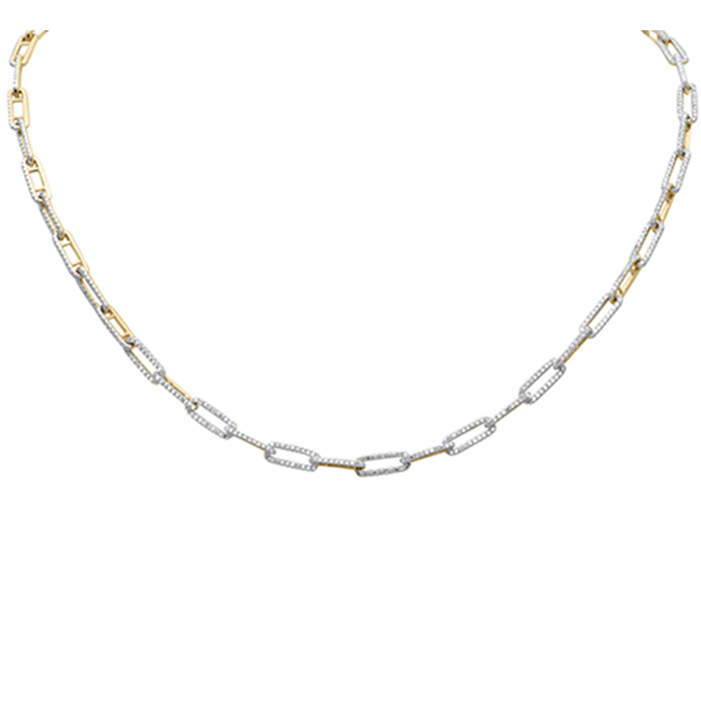 Muse Jewelry 1.77ct G SI 14K Yellow Gold Diamond Paperclip Design Necklace 16" Long