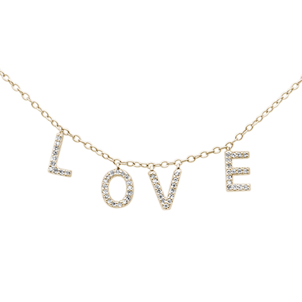 Muse Jewelry .14ct G SI 14K Yellow Gold Diamond Heart "Love" Script Letters Pendant Necklace 18" Long
