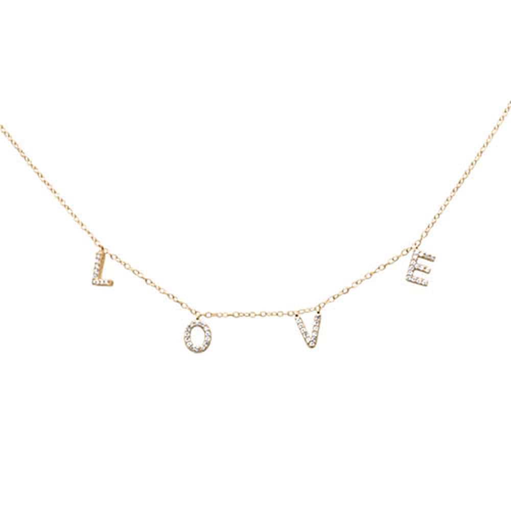Muse Jewelry .22ct G SI 14K Yellow Gold Diamond Heart "Love" Script Letters Pendant Necklace 20"