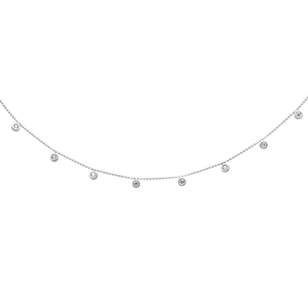 Muse Jewelry .32ct G SI 14K White Gold Diamond Bead Style Chain Dia By The Yard Pendant Necklace