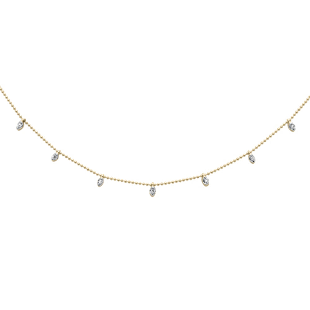 Muse Jewelry .02ct G SI 14K Yellow Gold Diamond Bead Style Chain Diamond by The Yard Pendant Necklace 18"