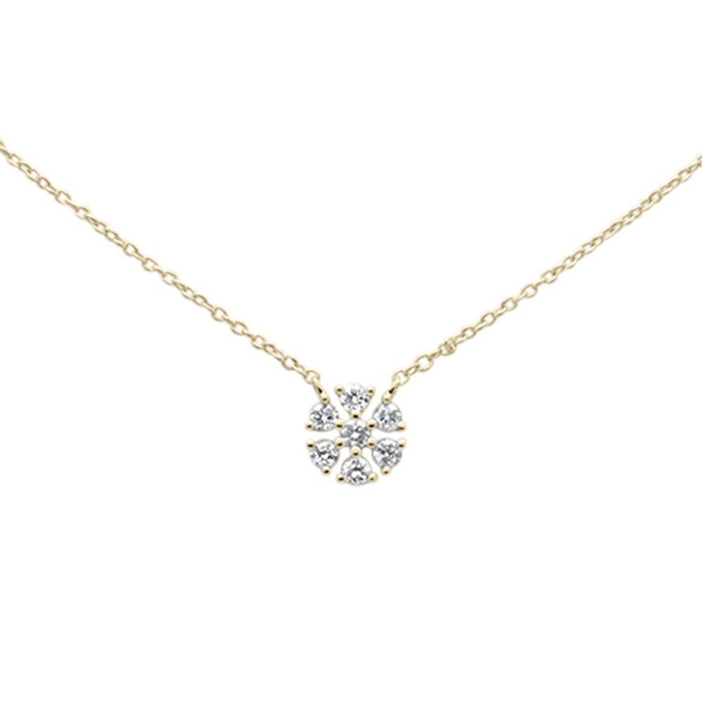 Muse Jewelry .22ct G SI 14K Yellow Gold Diamond Snowflake Flower Pendant Necklace 16-18"