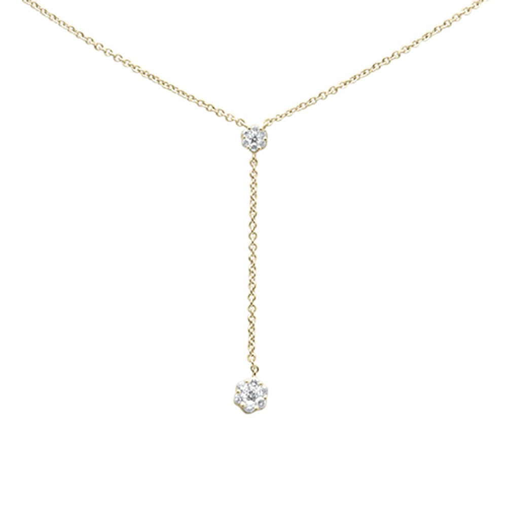 Muse Jewelry .15ct G SI 14K Yellow Gold Diamond Lariat Drop Pendant Necklace 16-18"
