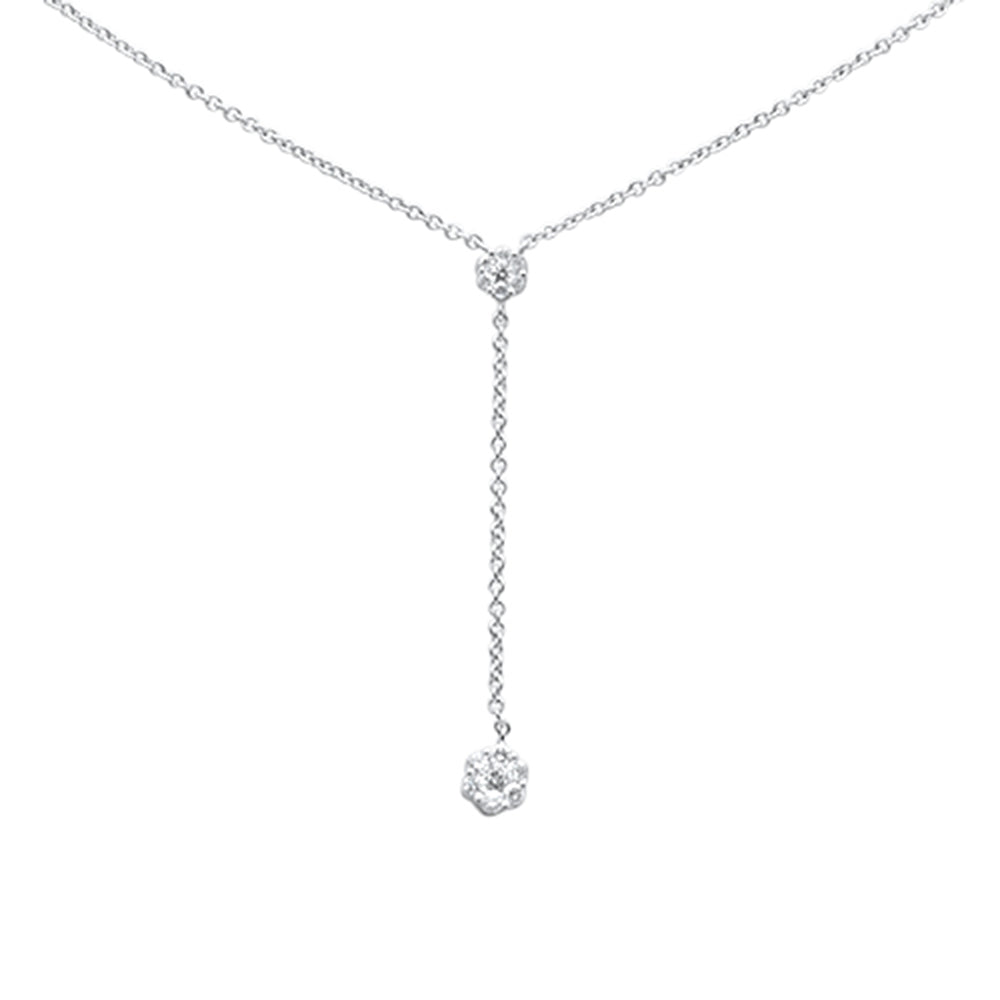 Muse Jewelry .15ct G SI 14K White Gold Diamond Drop Lariat Pendant Necklace 16-18"