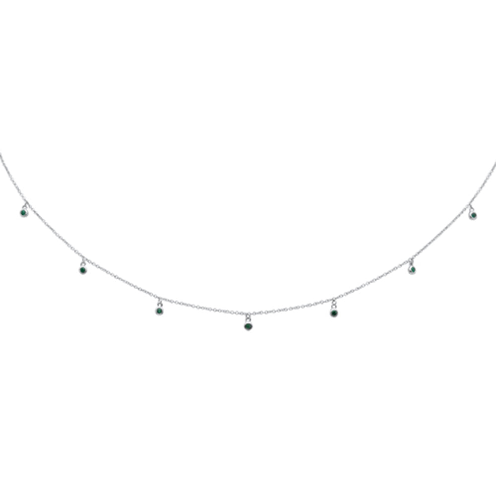Muse Jewelry .25cts G SI 14K White Gold Emerald Gemstone By the Yard Pendant Necklace 18"