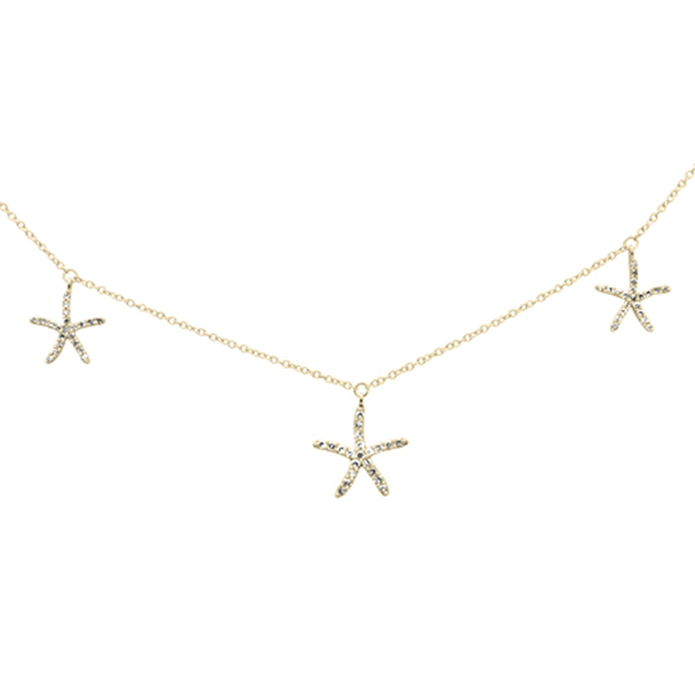 Muse Jewelry .30ct G SI 14K Yellow Gold Diamond Starfish Dangling Pendant Necklace 16-18"