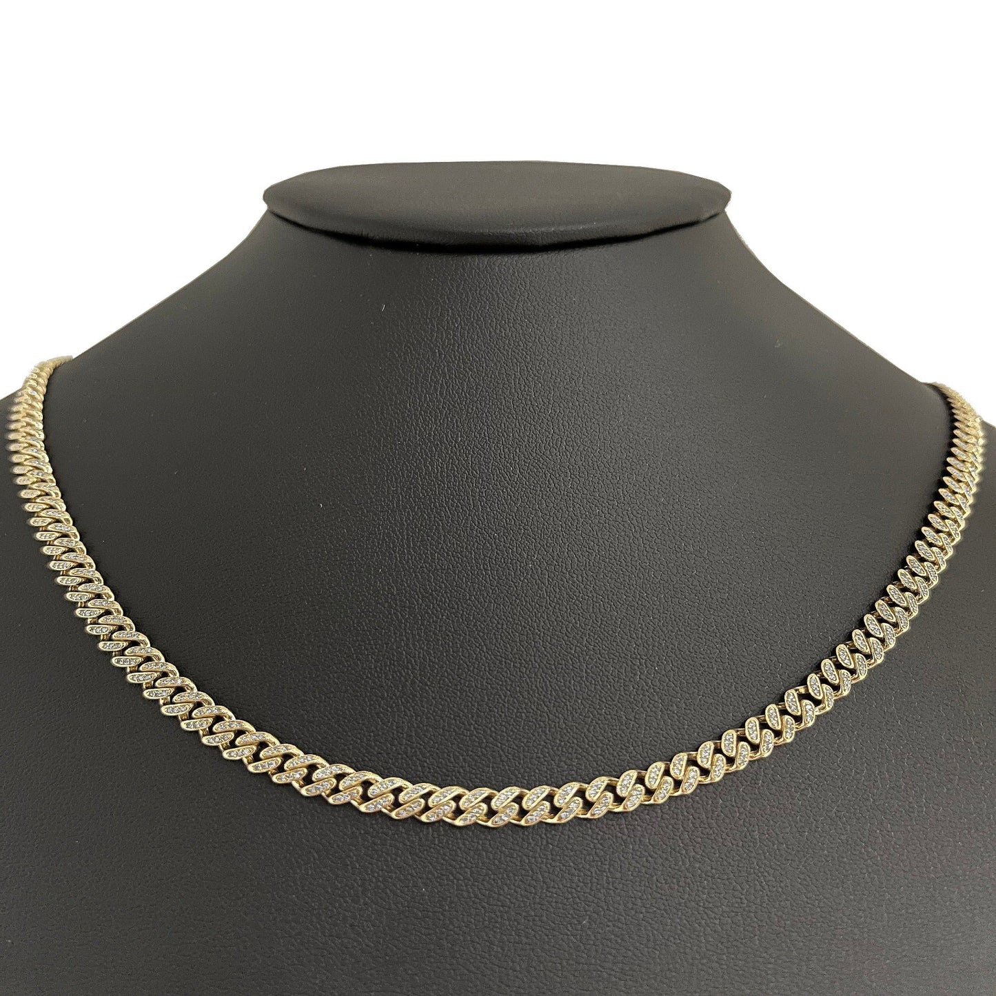 Muse Jewelry 5mm 1.77ct G SI 14k Yellow Gold Diamond Round Cuban Necklace 22"