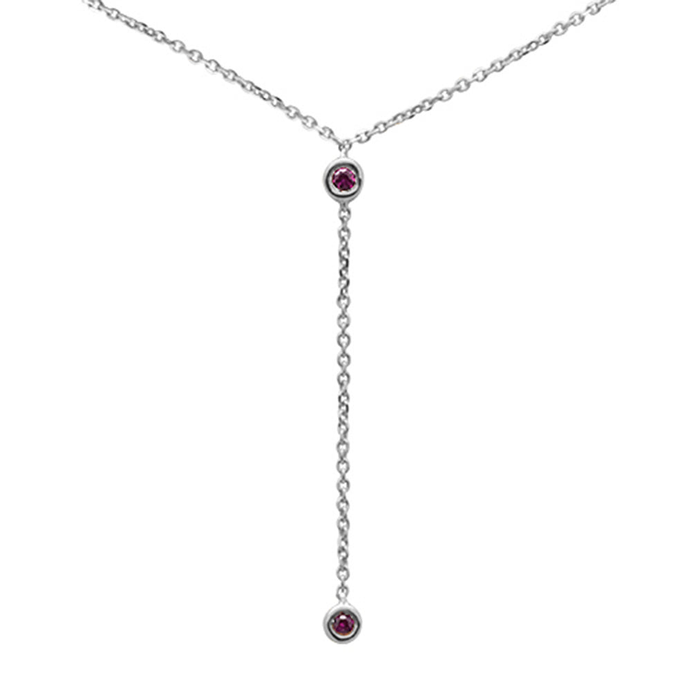Muse Jewelry .07cts G SI 14K White Gold Ruby Gemstone Drop Necklace Pendant 16+2" Ext.