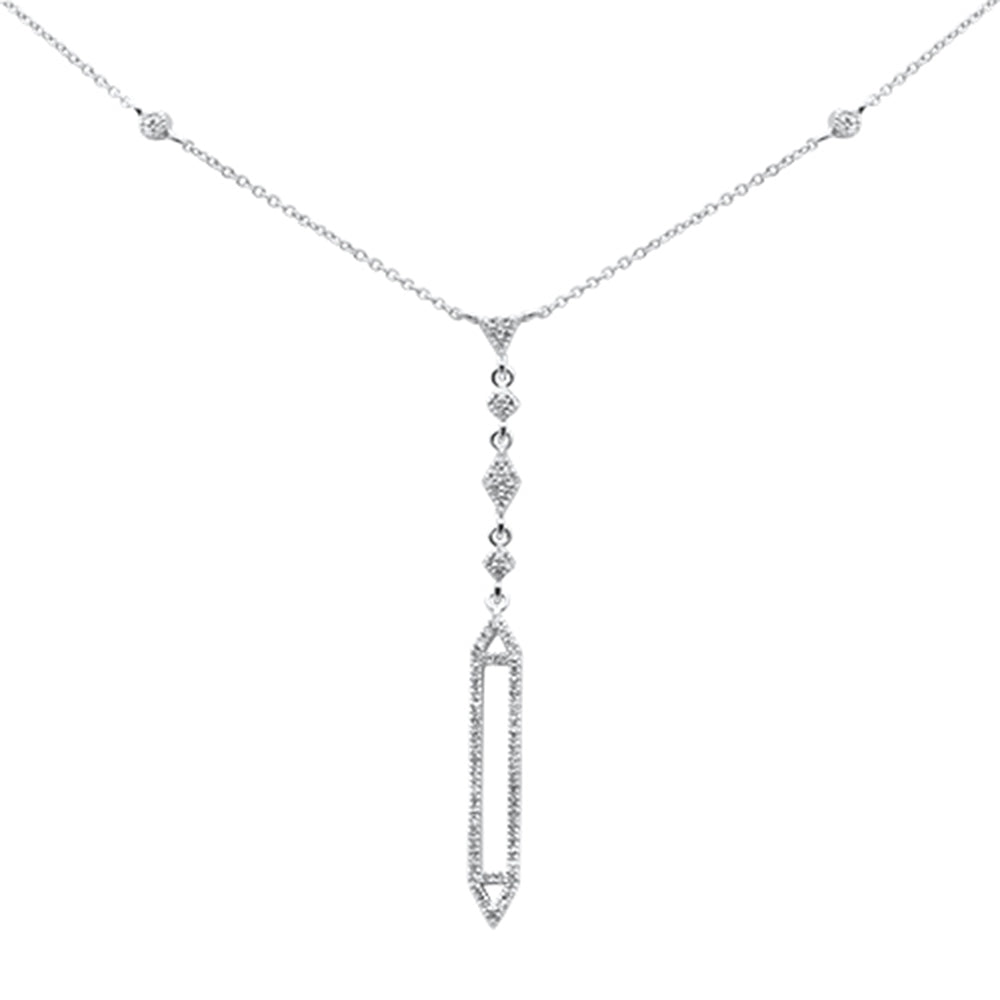 Muse Jewelry .23ct G SI 14K White Gold Diamond Drop Lariat Pendant Necklace 16+2" Ext