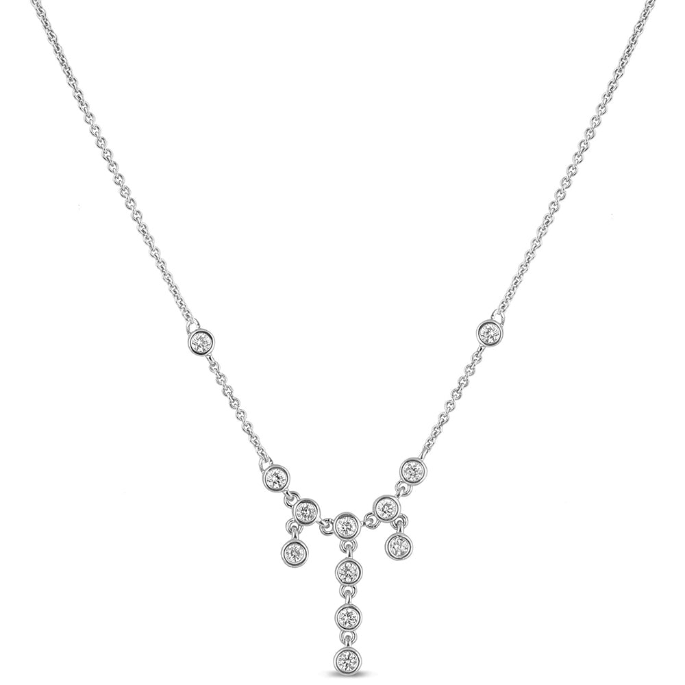 Muse Jewelry .47ct G SI 14K White Gold Round Diamond Drop Dangle Pendant Necklace 16+2"