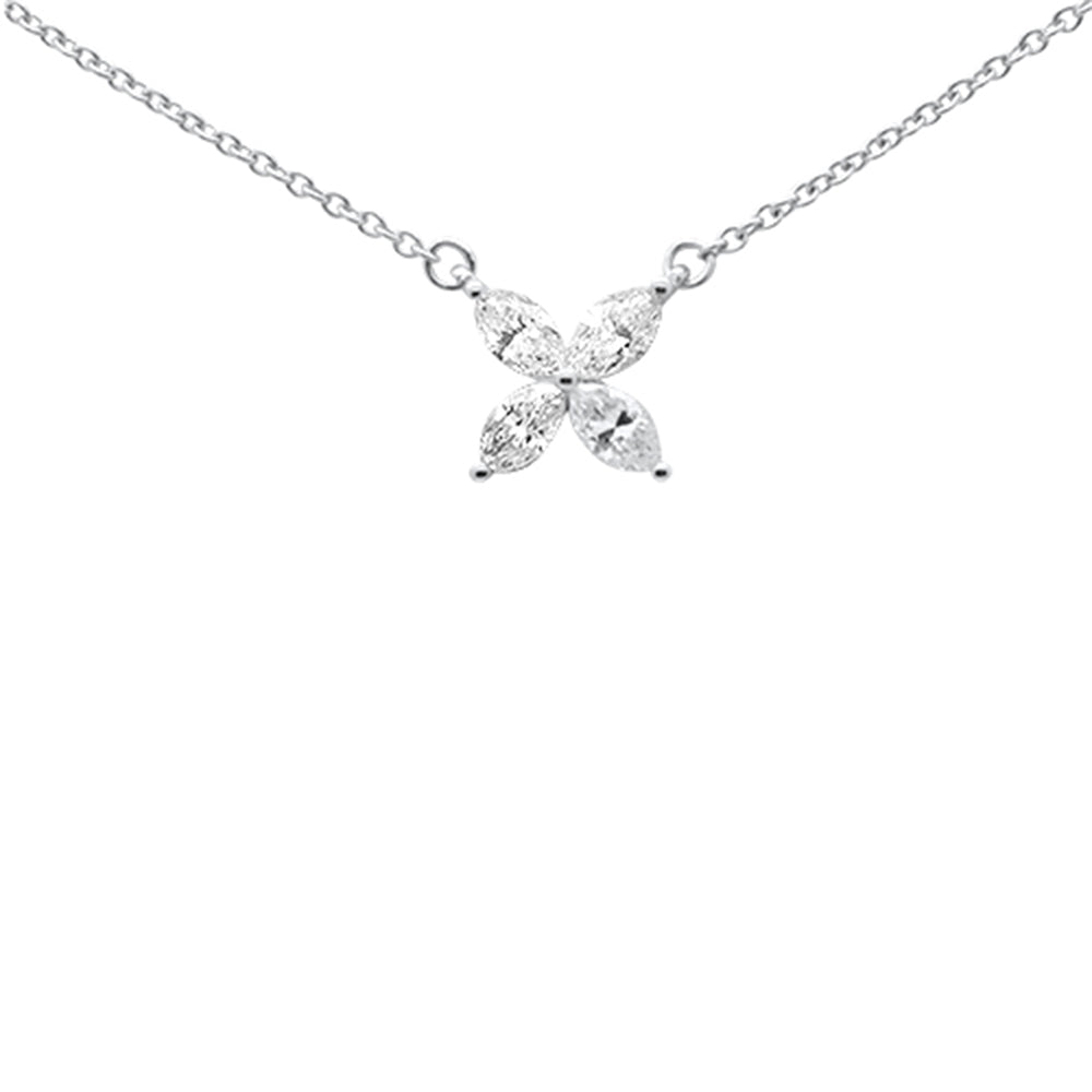 Muse Jewelry .39ct G SI 14K White Gold Diamond Marquee Shaped Butterfly Pendant Necklace 18"