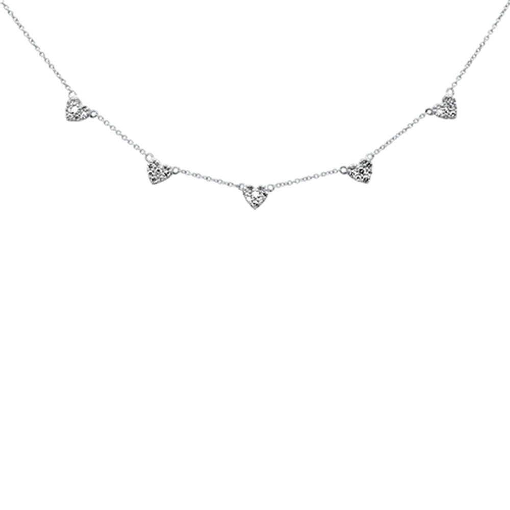 Muse Jewelry .36ct G SI 14K White Gold Diamond Heart Shaped Diamond by the Yard Pendant Necklace 16+2" Ext.