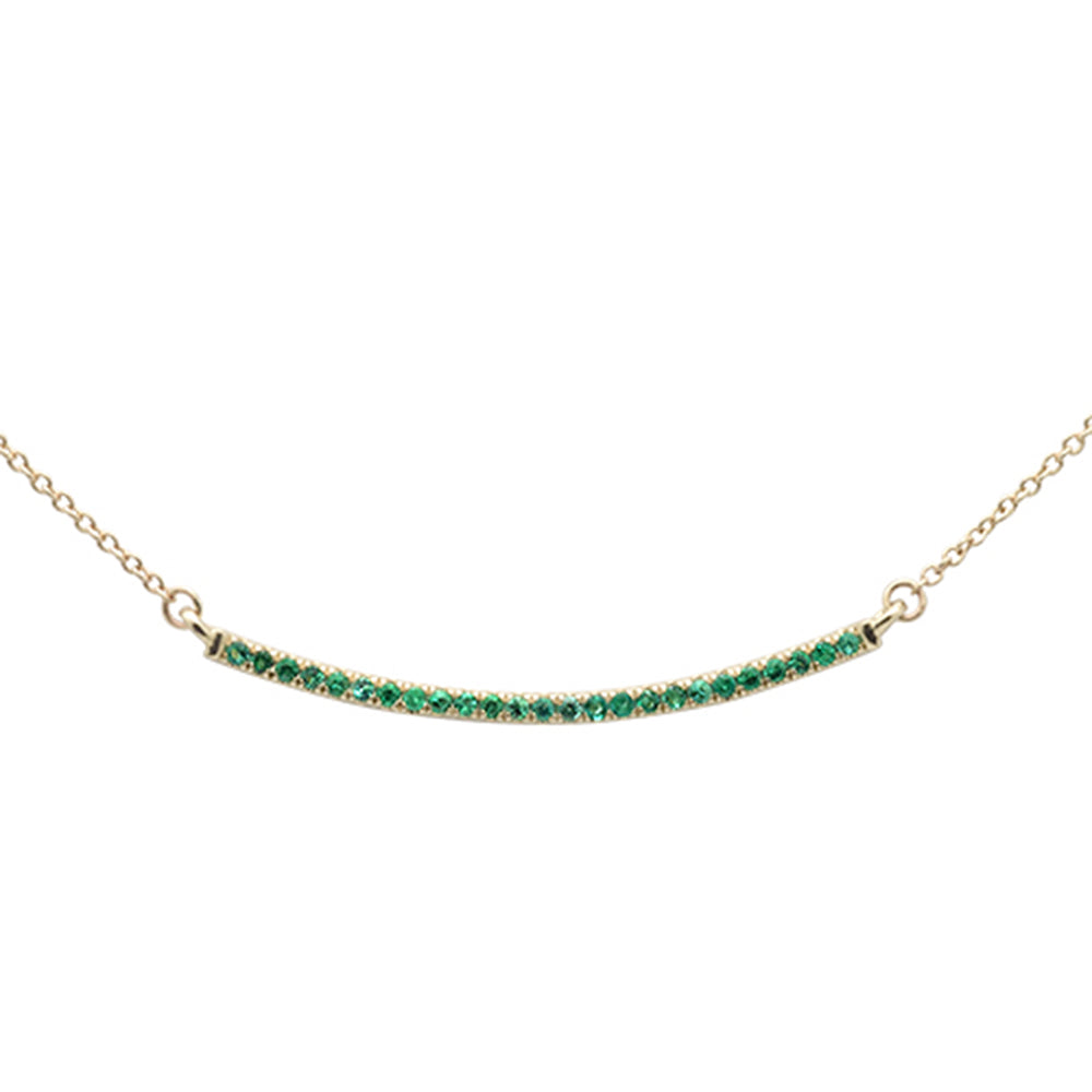 Muse Jewelry .15cts G SI 14K Yellow Gold Natural Emerald Gemstone Bar Pendant 18" Long