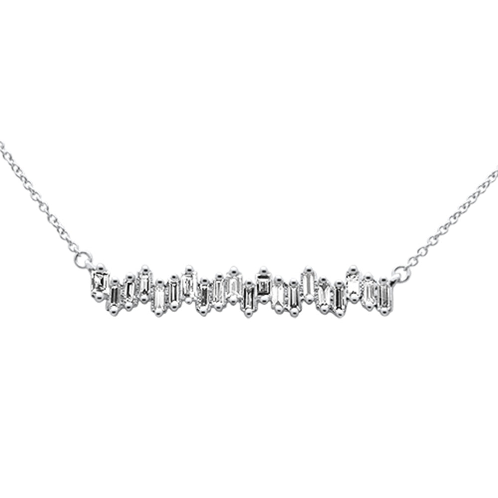 Muse Jewelry .47ct G SI 14K White Gold Baguette Diamond Pendant Necklace 18" Long