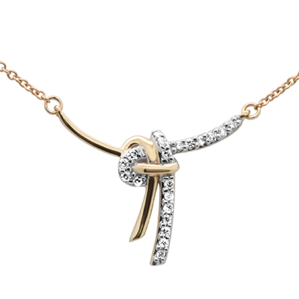 Muse Jewelry .10ct G SI 14K Yellow Gold Diamond Ribbon Pendant Necklace 18" Long