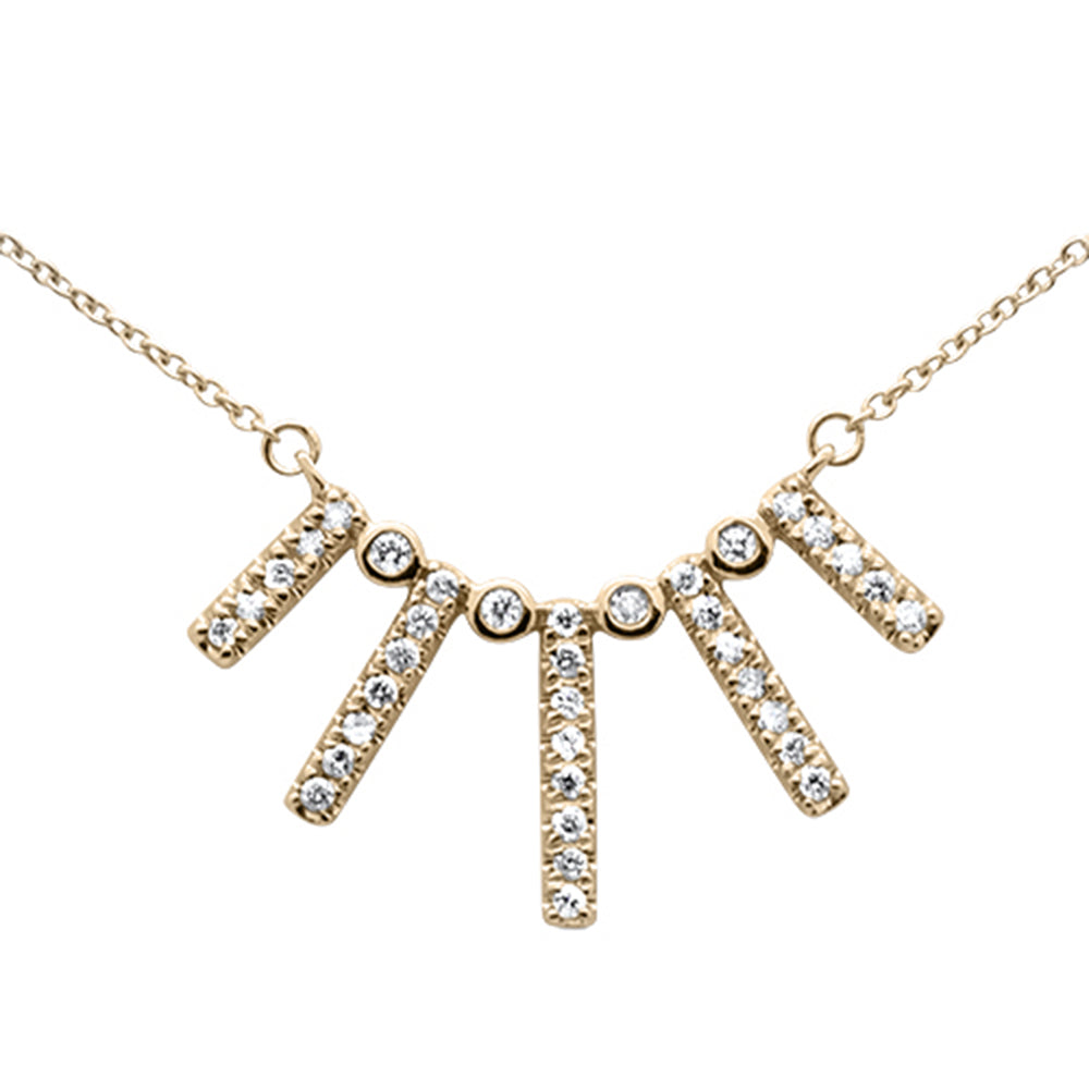 Muse Jewelry .24ct G SI 14K Yellow Gold Diamond Crown Bar Pendant Necklace 18" Long