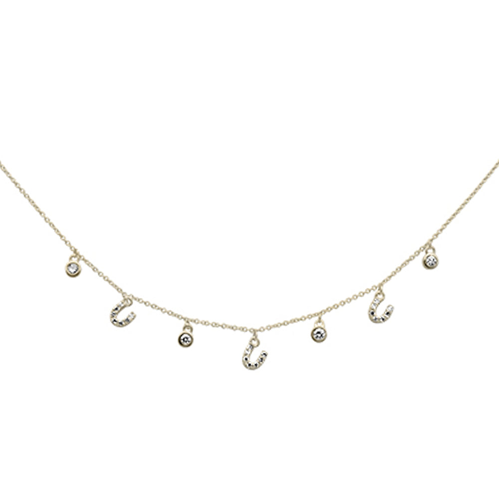 Muse Jewelry .32ct G SI 14K Yellow Gold Diamond Horsehoe Pendant Necklace 16" + 2" Long