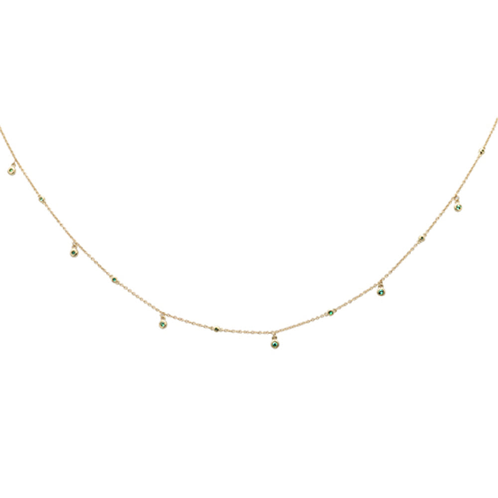 Muse Jewelry .14ct G SI 14K Yellow Gold Emerald Gemstone Pendant Necklace 18" Long