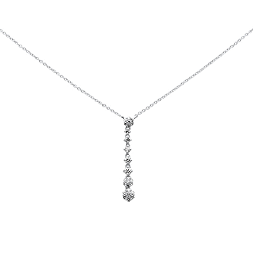 Muse Jewelry .26ct G SI 14K White Gold Diamond Flower Drop Pendant Necklace 16" Long