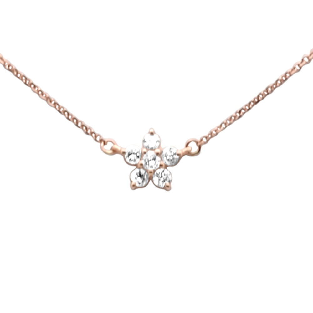 Muse Jewelry .27ct G SI 14K Rose Gold Diamond Flower Pendant Necklace 16+2" EXT Long