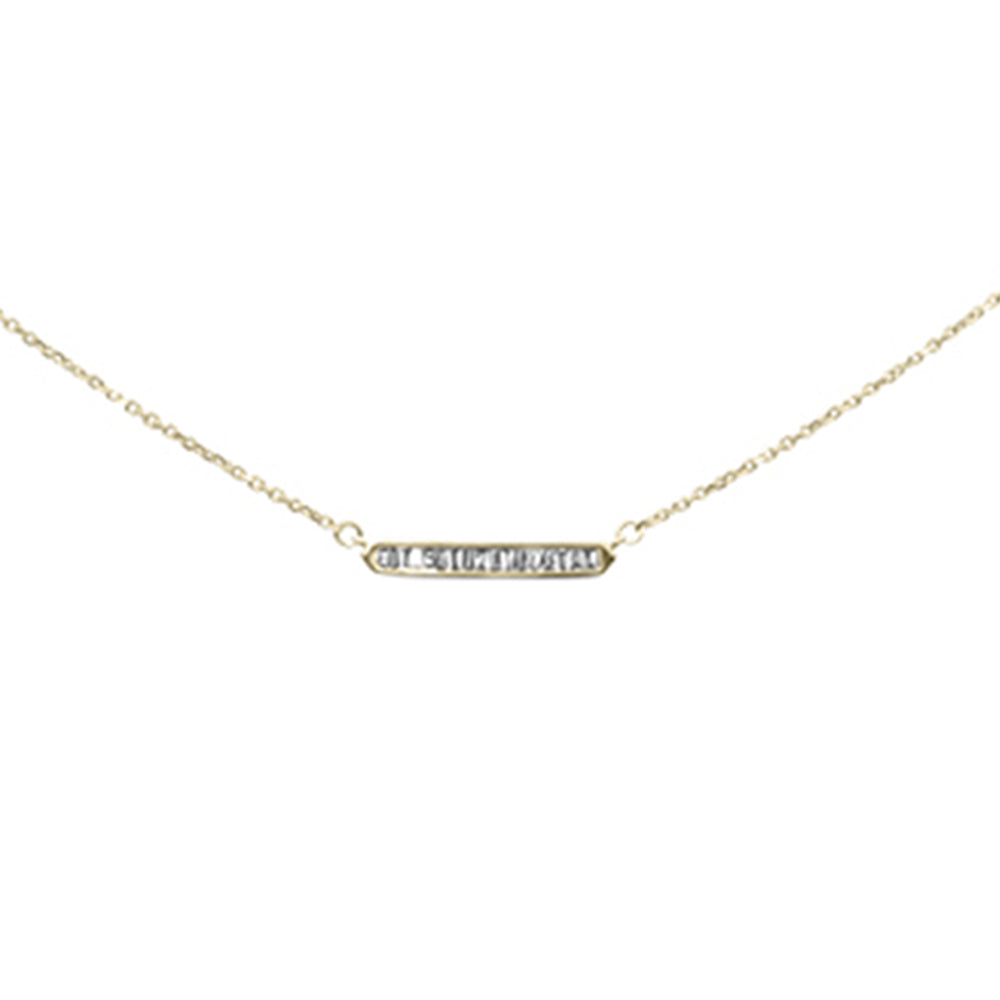 Muse Jewelry .14ct G SI 14K Yellow Gold Baguette Diamond Pendant Necklace 16+2"Ext Chain