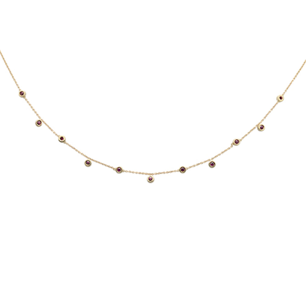 Muse Jewelry .32ct 14K Yellow Gold Ruby Gemstones Pendant Necklace 18+2"Ext Chain