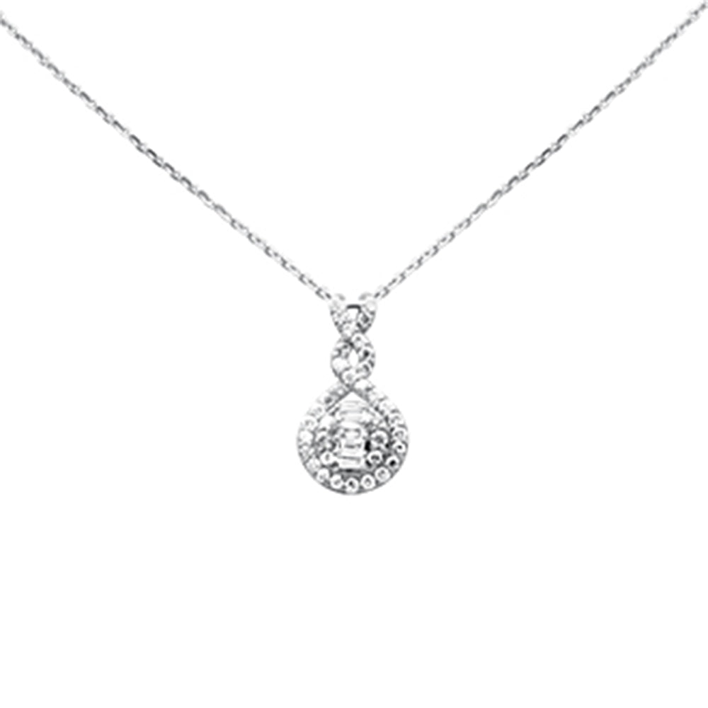 Muse Jewelry .45ct G SI 14K White Gold Diamond Round & Baguette Pendant 18" Necklace