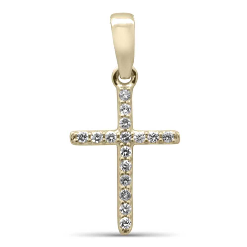 Muse Jewelry .10ct G SI 14K Yellow Gold Diamond Cross Pendant Necklace 18" Long