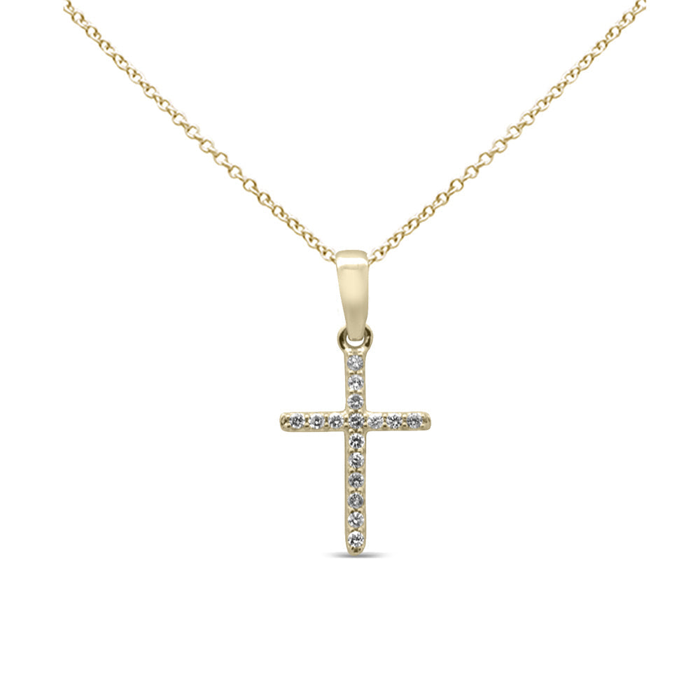 Muse Jewelry .10ct G SI 14K Yellow Gold Diamond Cross Pendant Necklace 18" Long