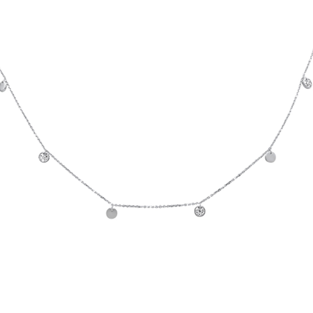 Muse Jewelry .14ct G SI 14K White Gold Diamond Round Shaped Dangle Pendant Necklace 16+2" Long Chain