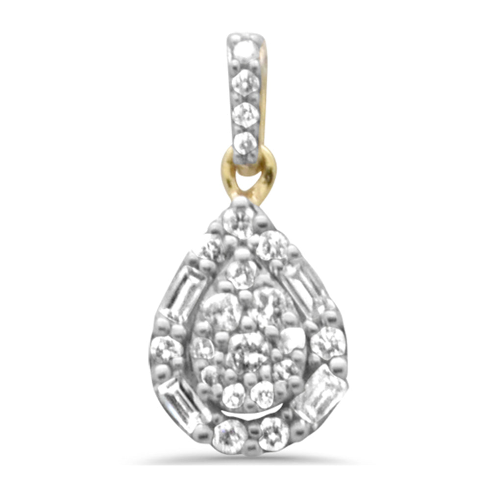 Muse Jewelry .35ct G SI 14K Yellow Gold Round & Baguette Diamond Pendant Necklace 18" Long