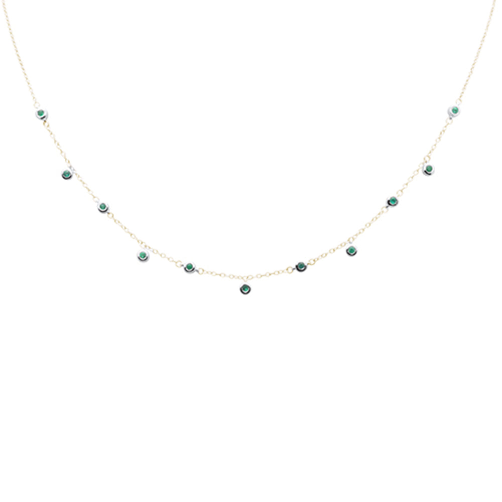 Muse Jewelry .30ct G SI 14K Yellow Gold Emerald Gemstone Pendant Necklace 16+2" EXT Long