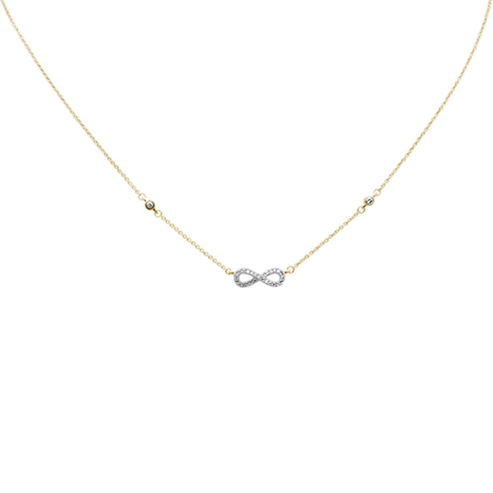 Muse Jewelry .12ct G SI 14K Yellow Gold Infinity Style Diamond Pendant Necklace 16+2" EXT Long