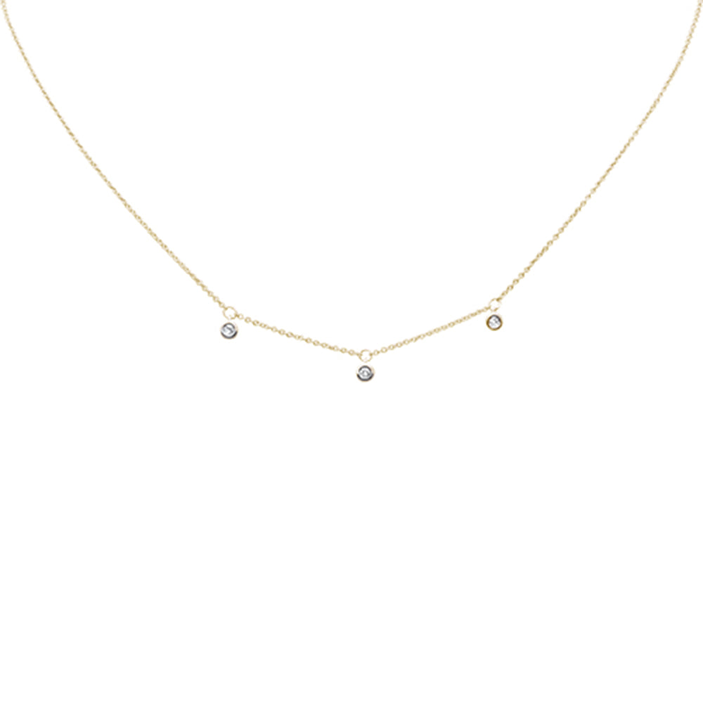 Muse Jewelry .08ct G SI 14K Yellow Gold Diamond 3 Stone Pendant Necklace 16+2" Long