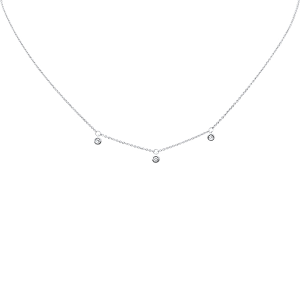 Muse Jewelry .09ct G SI 14K White Gold Diamond 3 Stone Pendant Necklace 16+2" Long
