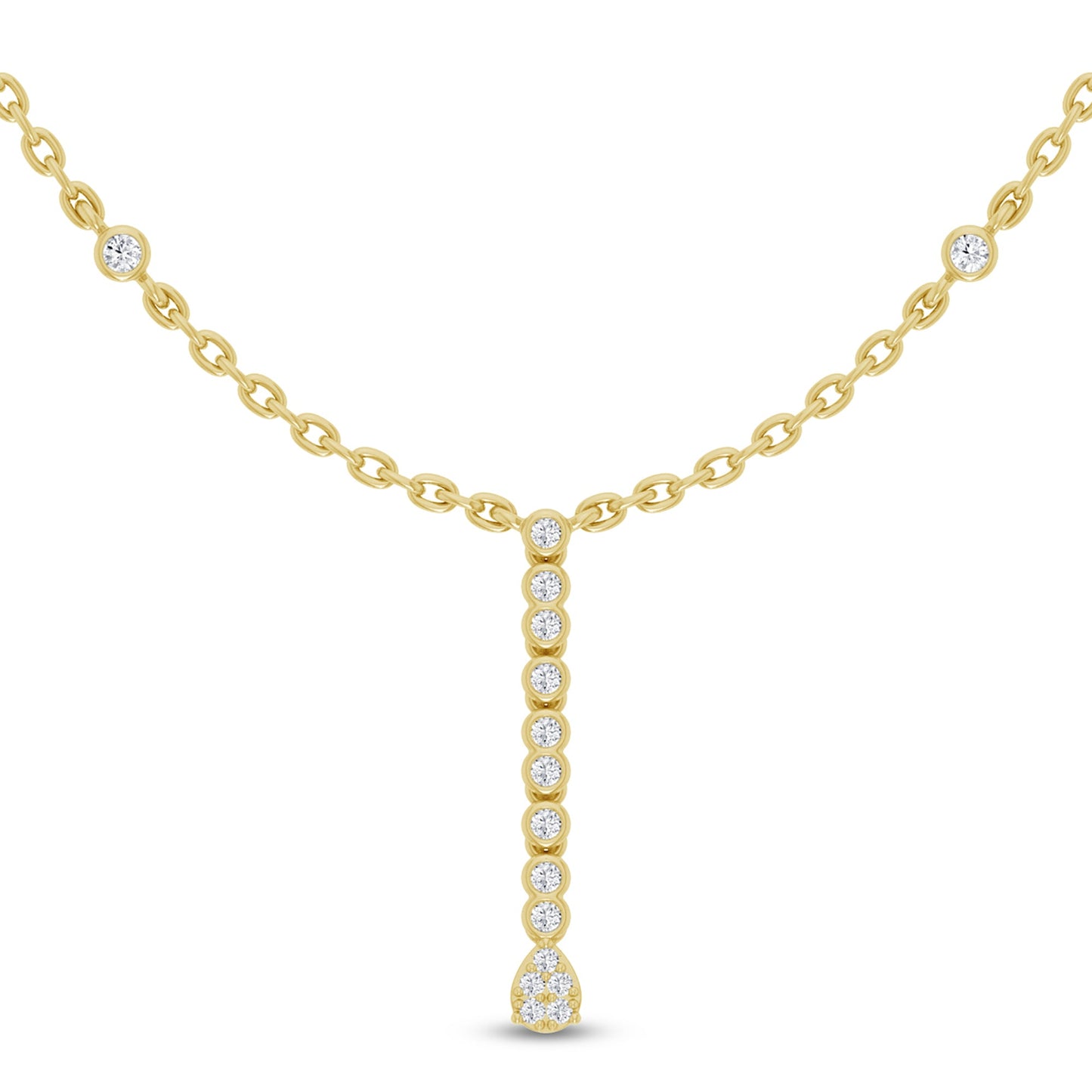 Muse Jewelry .20ct G SI 14K Yellow Gold Drop Style Diamond Pendant Necklace 16+2" Long