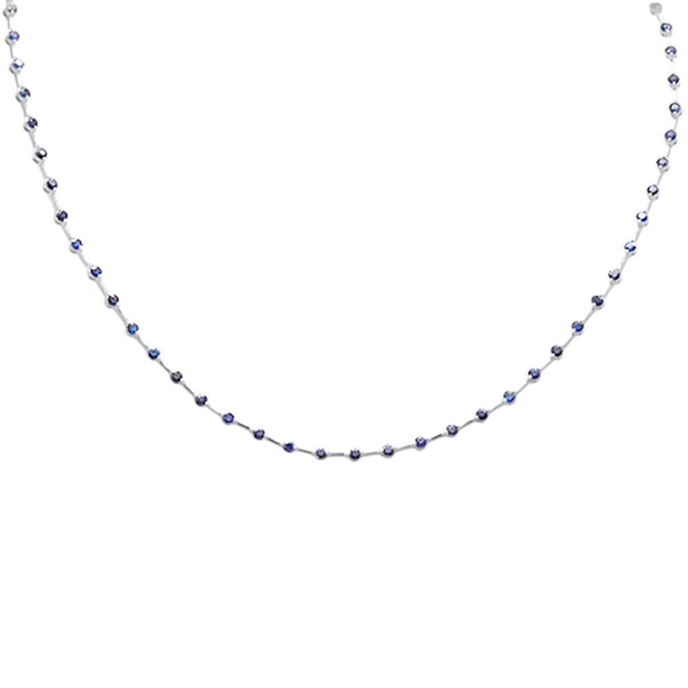 Muse Jewelry 3.72ct G SI 14K White Gold Blue Sapphire Gemstone Pendant Necklace 16" Long