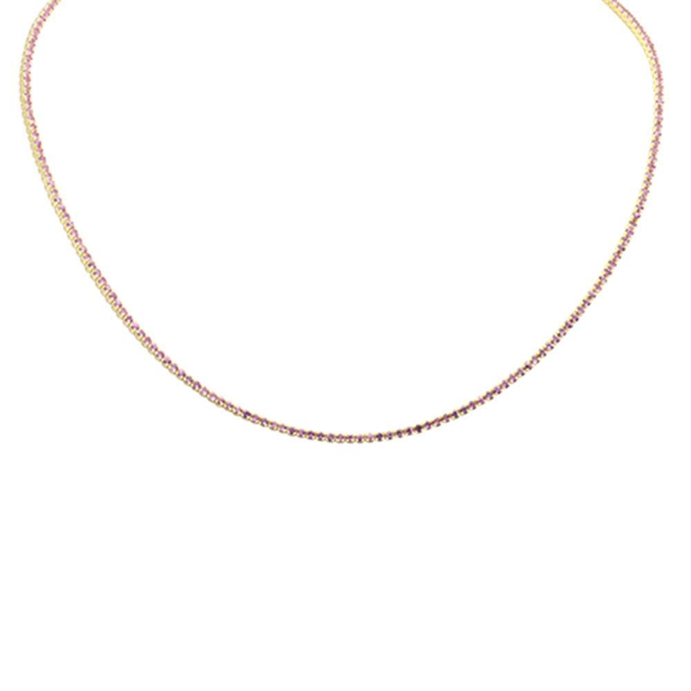Muse Jewelry 4.18ct G SI 14K Yellow Gold Pink Sapphire Pendant Necklace 15+2" Long