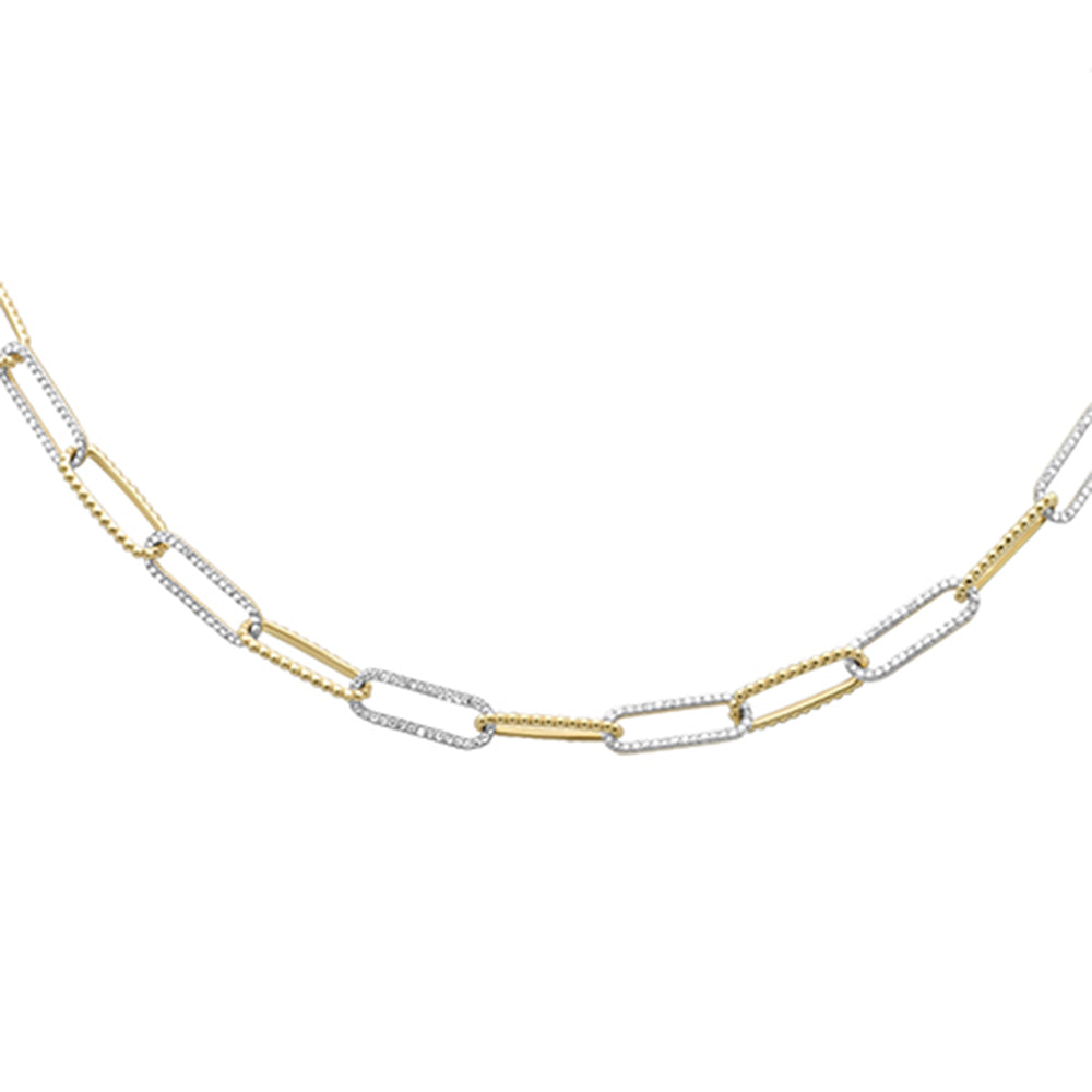 Muse Jewelry 2.50ct G SI 14K Yellow Gold Diamond Paper Clip Necklace 18" Long Chain