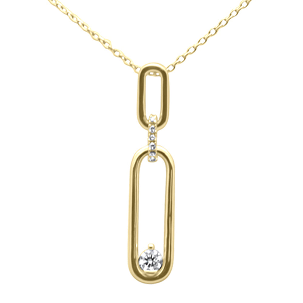 Muse Jewelry .10ct G SI 14K Yellow Gold Diamond Link Pendant Necklace 18" Long Chain