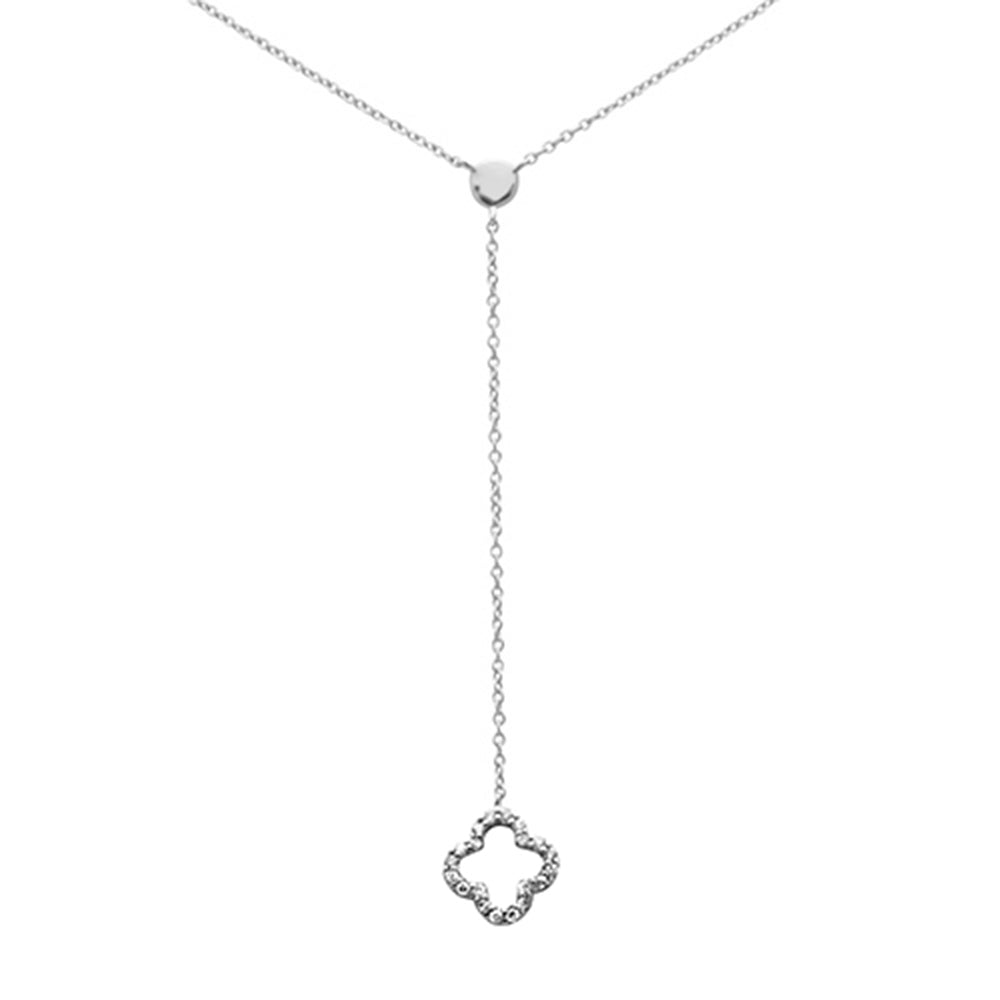 Muse Jewelry .09ct G SI 14K White Gold Diamond Drop Flower Pendant Necklace 18" Long