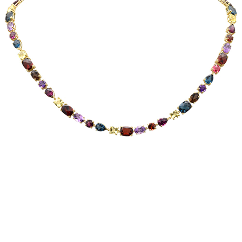 Muse Jewelry 36.50ct G SI 14K Yellow Gold Multi Color Gemstones Pendant Necklace 16+2" EXT