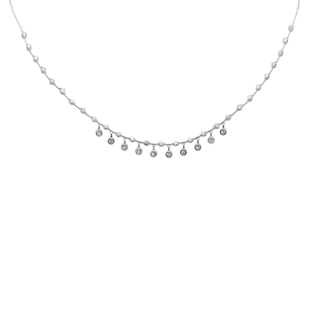 Muse Jewelry 2.22ct G SI 14K White Gold Diamond Dangling Bar Pendant Necklace 16" +2" EXT