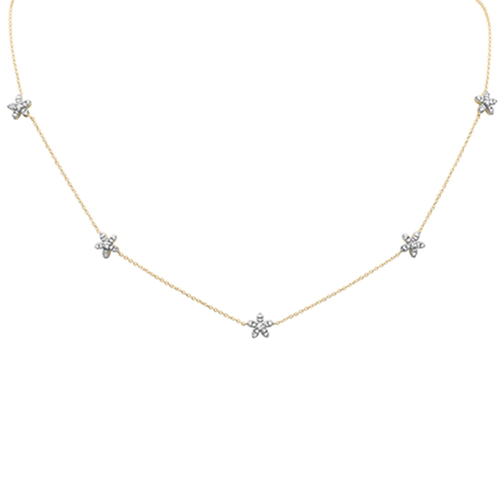 Muse Jewelry .43ct G SI 14K Yellow Gold Diamond Flower Pendant Necklace 16" + 2" EXT