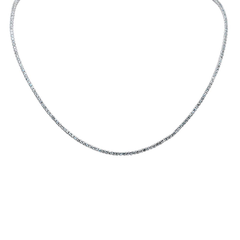 Muse Jewelry 3.17ct G SI 14K White Gold Aquamarine Gemstone Tennis Necklace 14" + 2" Ext.