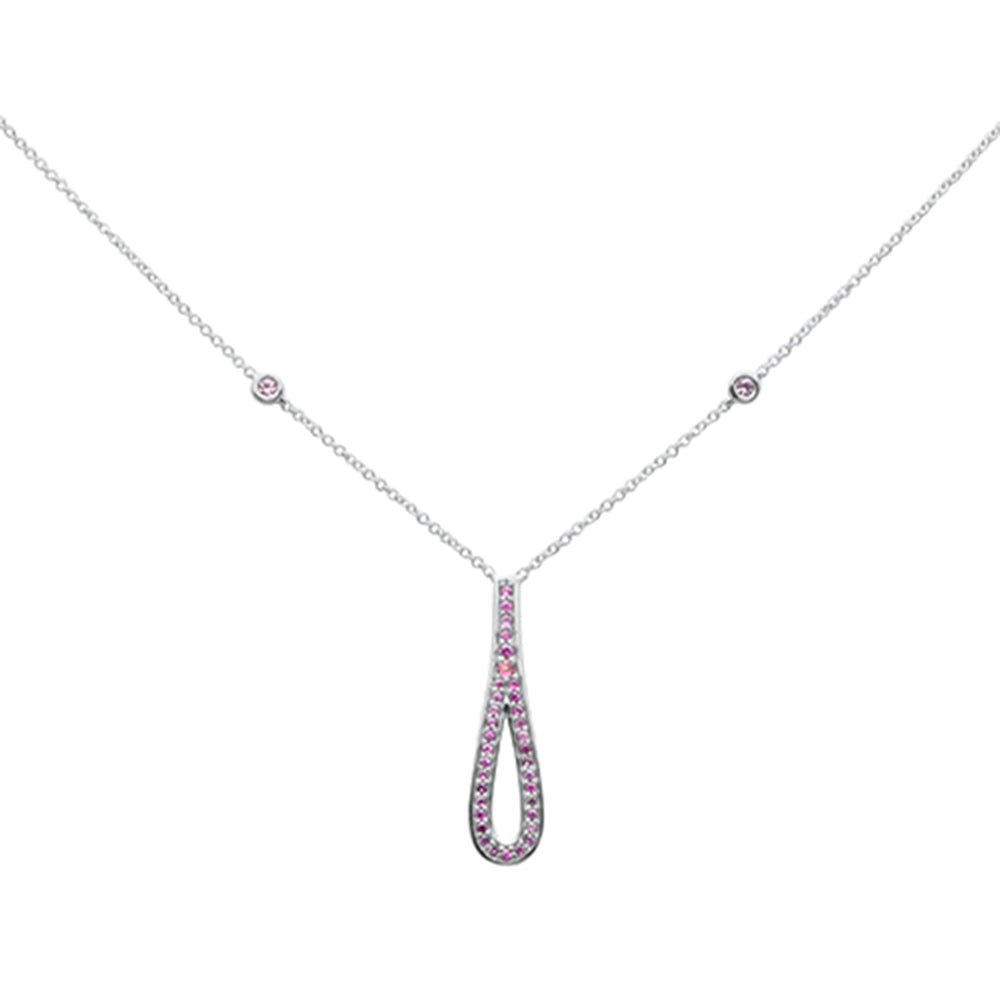 Muse Jewelry .35g G SI 14K White Gold Pink Sapphire Gemstone Pendant Necklace 16" + 2" Ext.