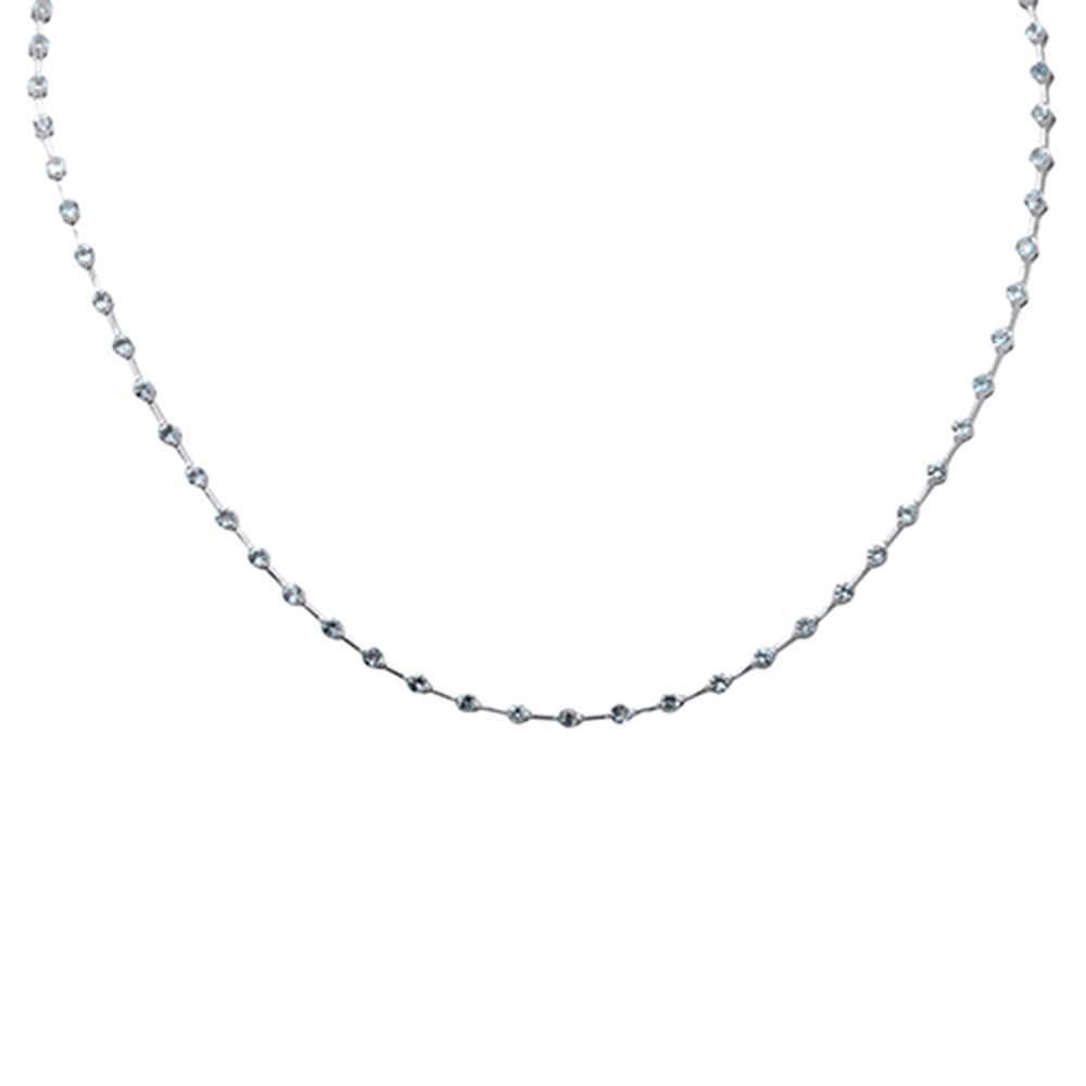 Muse Jewelry 3.05ct G SI 14K White Gold Aquamarine Gemstone Bar Necklace 18" Long
